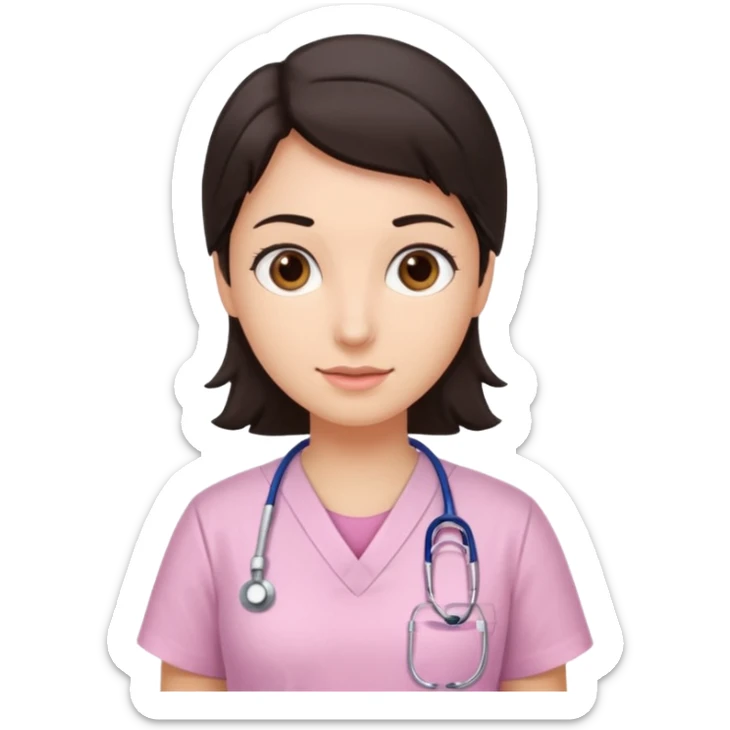 gastroenterologist with dark hair and brown eyes, light pink theme sticker