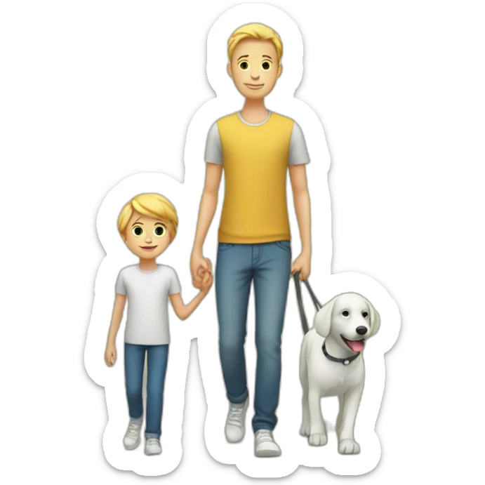 Young white Familie with boy skinny casual walking sticker