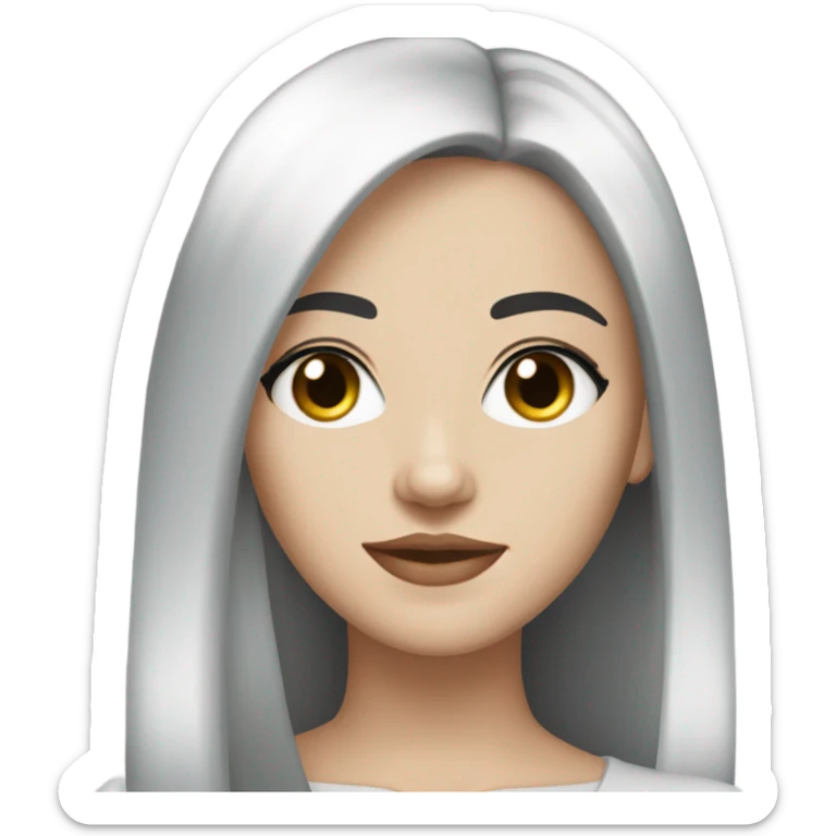 pretty young woman with white skin, black straight hair, black eyes  sticker