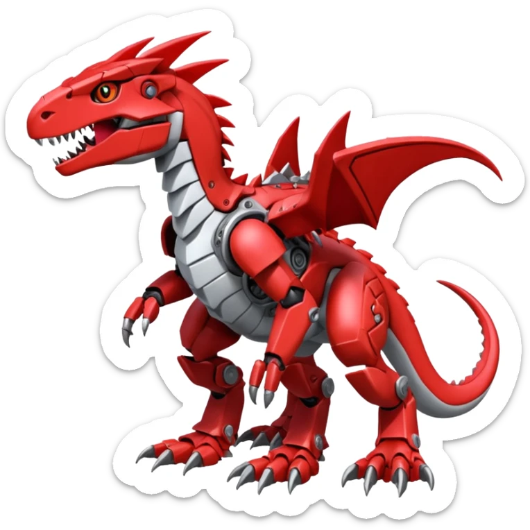 Cool Edgy Digimon-Fakemon-Guilmon-Velociraptor-Dragon-Mecha full body sticker
