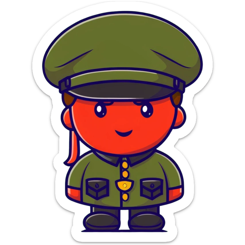 tomato wearing Napoleon Bonaparte's bicorne hat and military officer uniform sticker