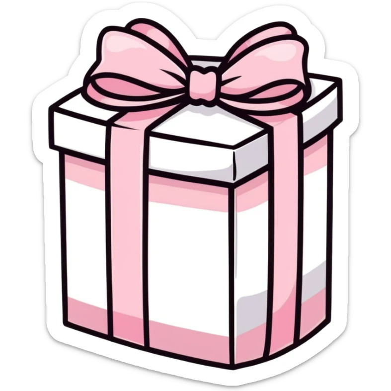 cute pink pastel gift box with ribbon, baby pink color sticker