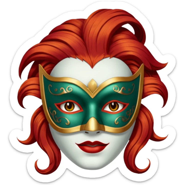 masked person venice bauta woman red hair sticker