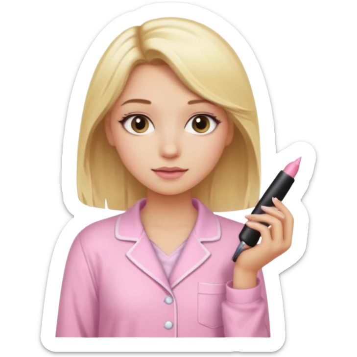 Girl with blonde hair makeup on and in light pink pj's  sticker