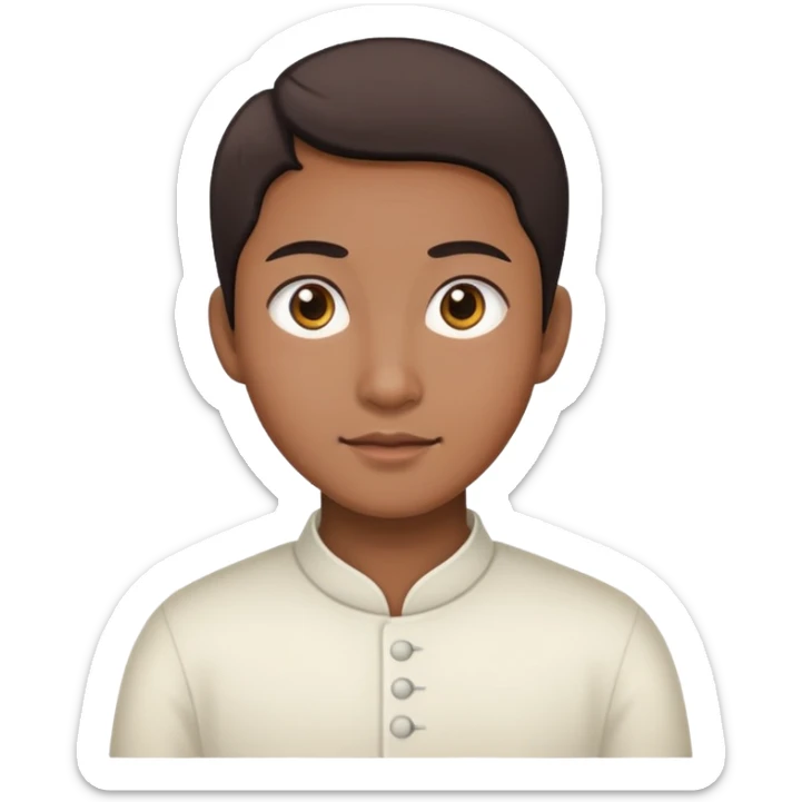 Person with Chinese appearance, darker skin tone, and narrow eyes, friendly expression sticker