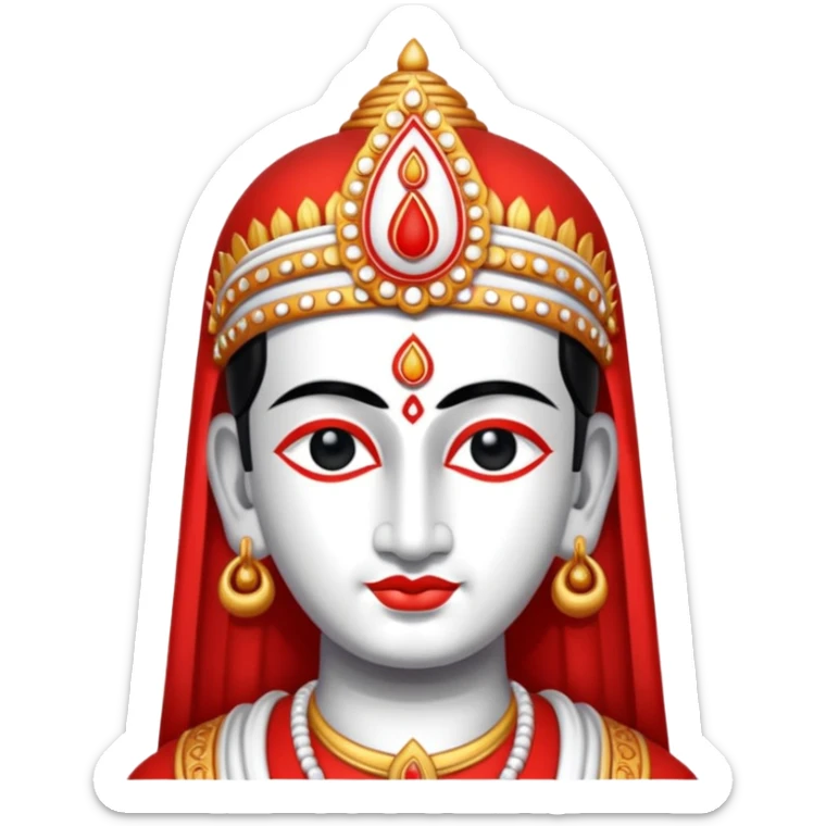 Create lord Venkateshwara tilak emoji , it should be in red and white in colour, i.e, left and right lines are in white colour and between left and right lines there is a red colour line sticker