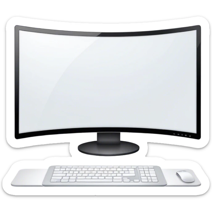 Create a professional emoji for UX/UI design. Show a curved monitor with 2 windows : one displaying white empty page, and the other showing the completed web interface. Use modern, professional colors. Do not include any emojis or smiley faces. Make the background transparent. sticker