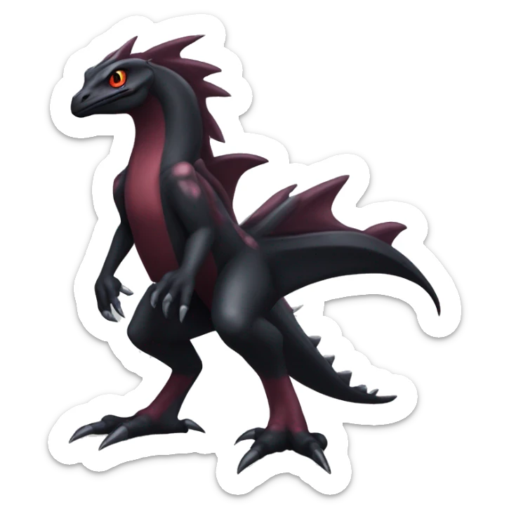 cool edgy black and maroon Dark-type nargacuga Salazzle  Salandite Pokémon full body sticker