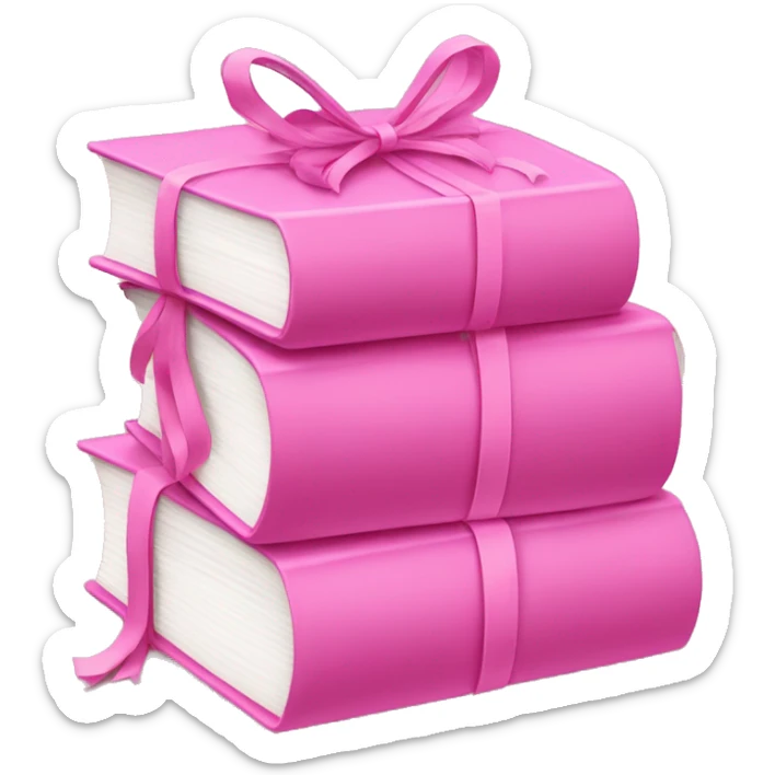Pink Books stacked up and tied together by a pink bow sticker