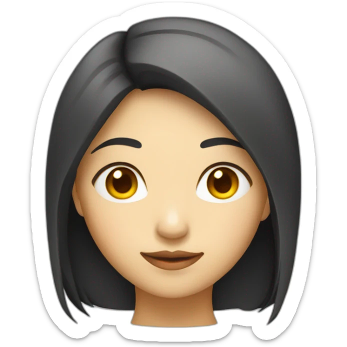 female-asian-round-face-with-long-black and yellow highlighted hair sticker