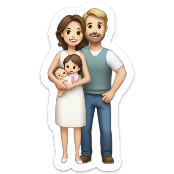 white brunette Husband and wife carrying their infant little daughter sticker