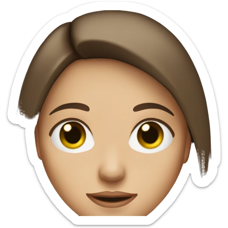 woman with green eyes and straight brown hair past shoulder sticker