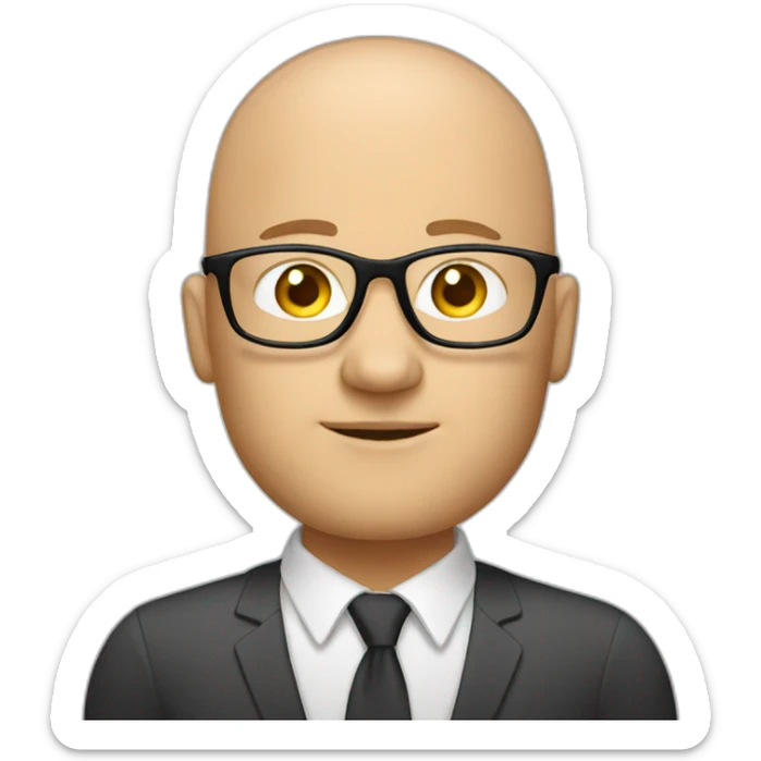 marketing strategist, 40 years old, bald, wearing bold glasses, sticker