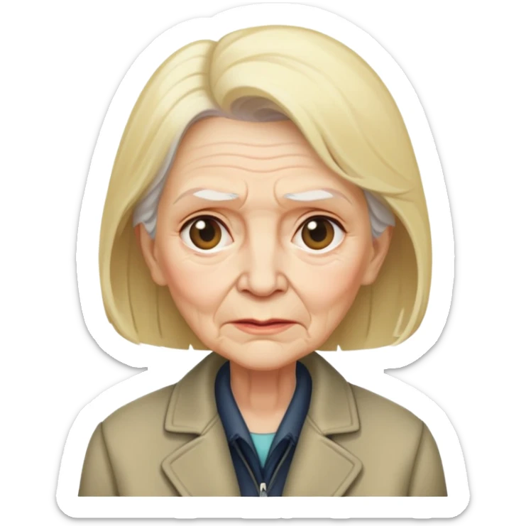 mean Karen, old yelling lady with blonde hair and a jacket sticker