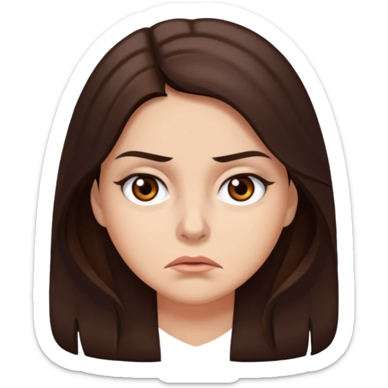 Eyes rolling Tammy with long dark brown hair. She is rolling her brown eyes because she is annoyed.  sticker