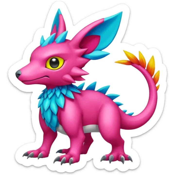 colorful Fakémon-Digimon-Fionbri-Trico-creature (full body) sticker