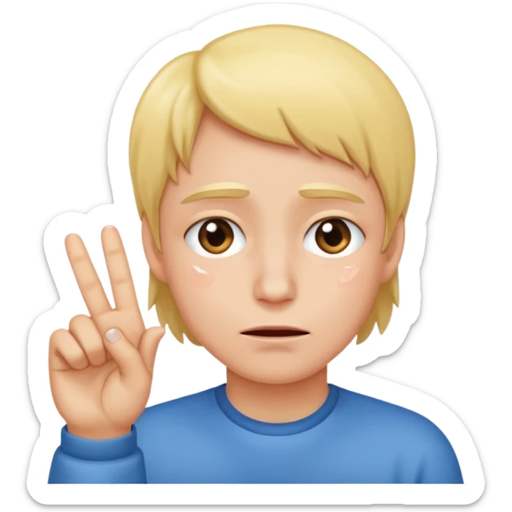 On the verge of tears while also holding up to fingers  sticker