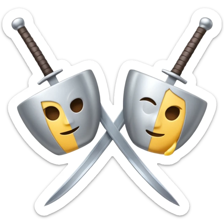 dual swords parallel, emoji style, similar to the closed coffee cup emoji style sticker
