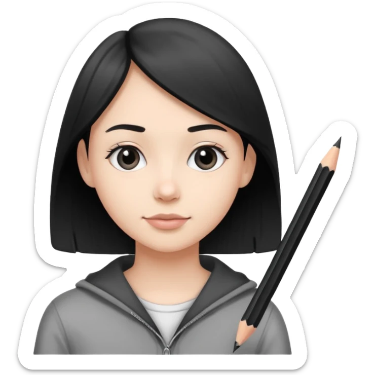 portre skecth on sketch book, with pencil. black and white sticker