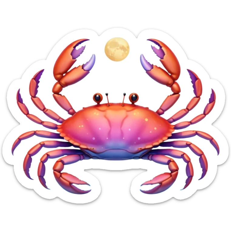 Realistic iridescent soft pink opalescent Celestial cancer Crab water dreamy astrology moon stars starry sticker