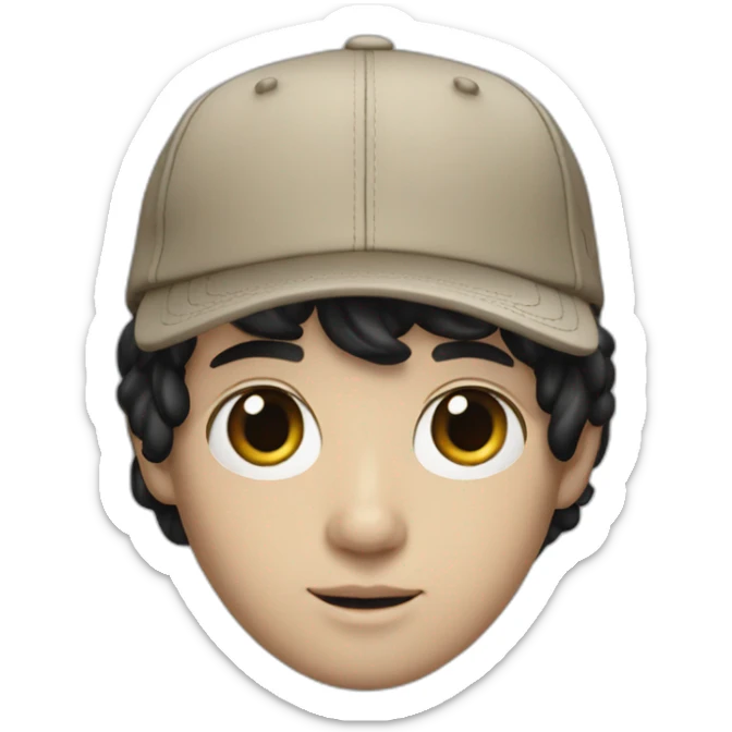 guy with white skin burberry cap and black mid-length hair sticker