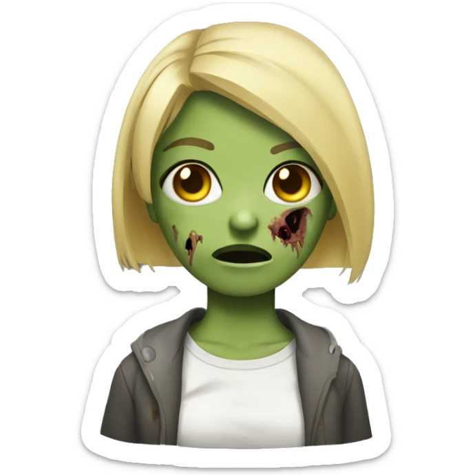 girl zombie with blonde and short hair sticker