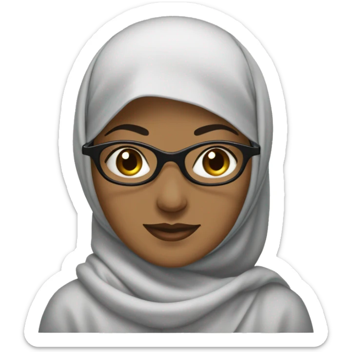 A muslim women wearing a syar’i hijab and round glasses sticker