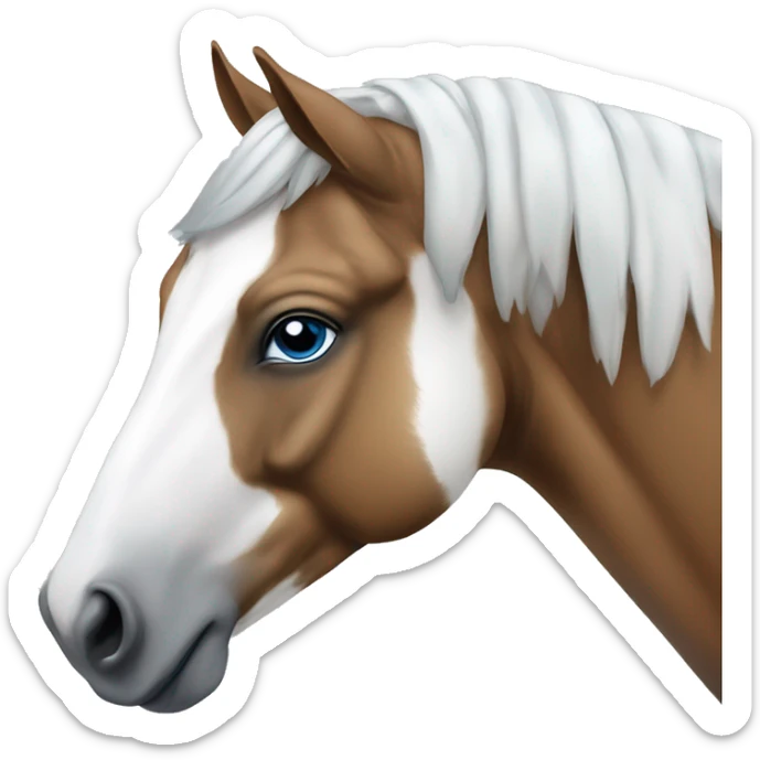 Noriker horse portrait with blue eyes and white marking from the head and down to the nose. sticker
