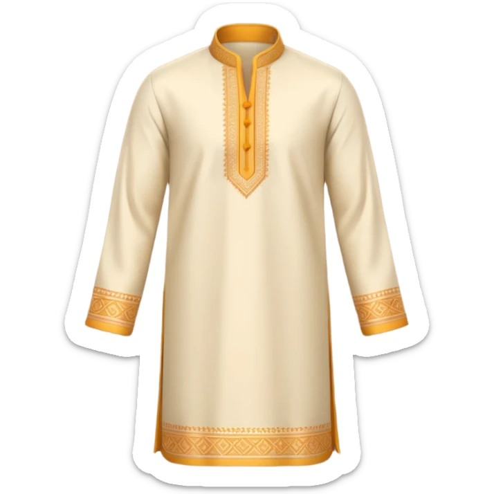 A 3D cartoon traditional kurta and pajama set folded neatly, soft warm tone, smooth fabric texture, Memoji-style look. sticker