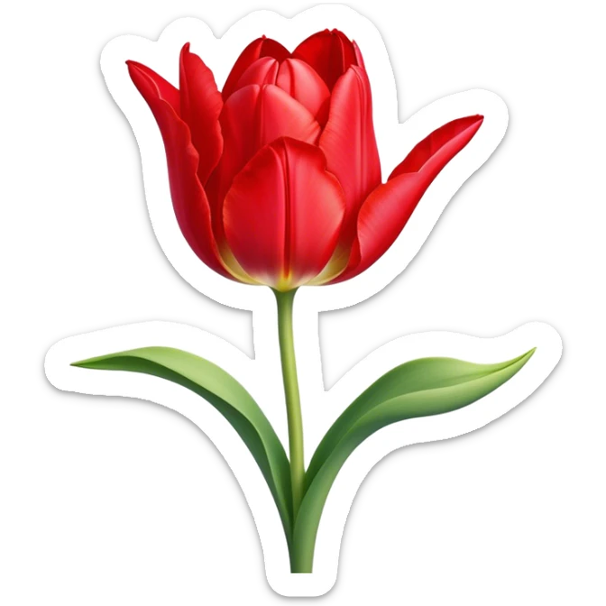 ​Cinematic Realistic Tulip, depicted as a single, exquisitely detailed bloom with vibrant red petals and a delicate stem, softly illuminated by natural light that highlights its graceful beauty and elegant form, sticker