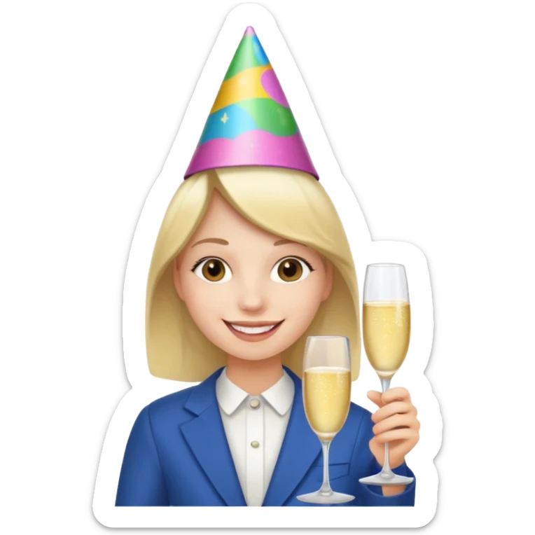 Emoji de un joven feliz de festejo solo cabeza  sticker