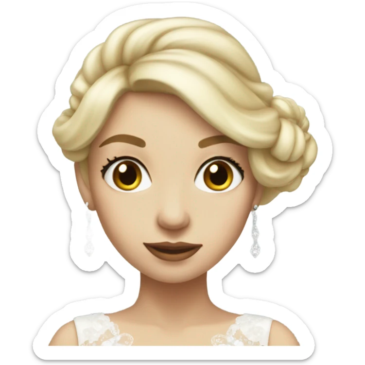 Beautiful blonde girl with Wedding dress with bow  sticker