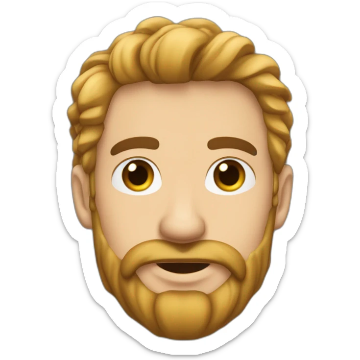 Hombre piel blanca cabello largo cafe con barba y cadena con dije de caballo grande en el cuello sticker