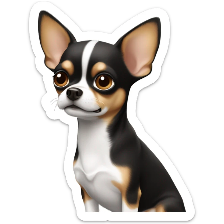black and white and a little bit of brown Chihuahua ￼ sticker