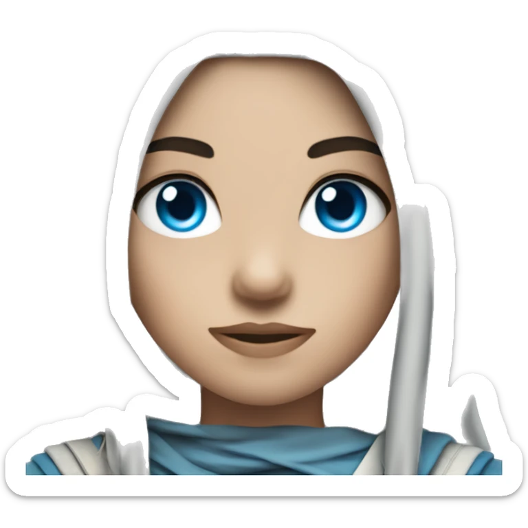 Archer girl with blue eyes, dark dreadlocks hair of medium length  sticker