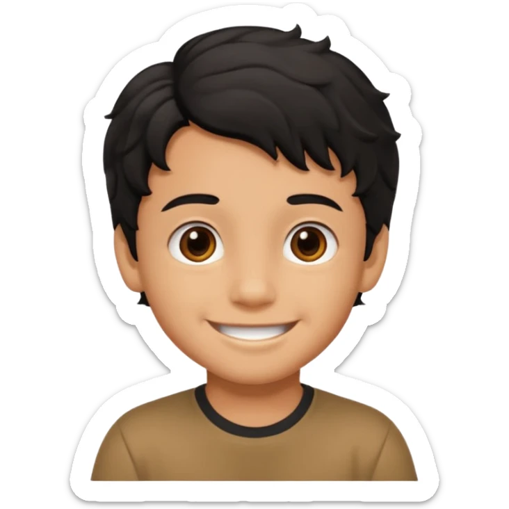 Siyah dalgalı saçlı kahveringi gözlü kücük erkek çocuk sticker