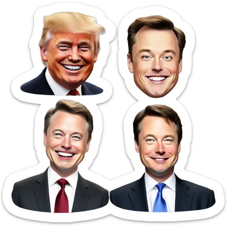 Elon musk, Jd vance, RFK JR, and donald trump laughing together sticker