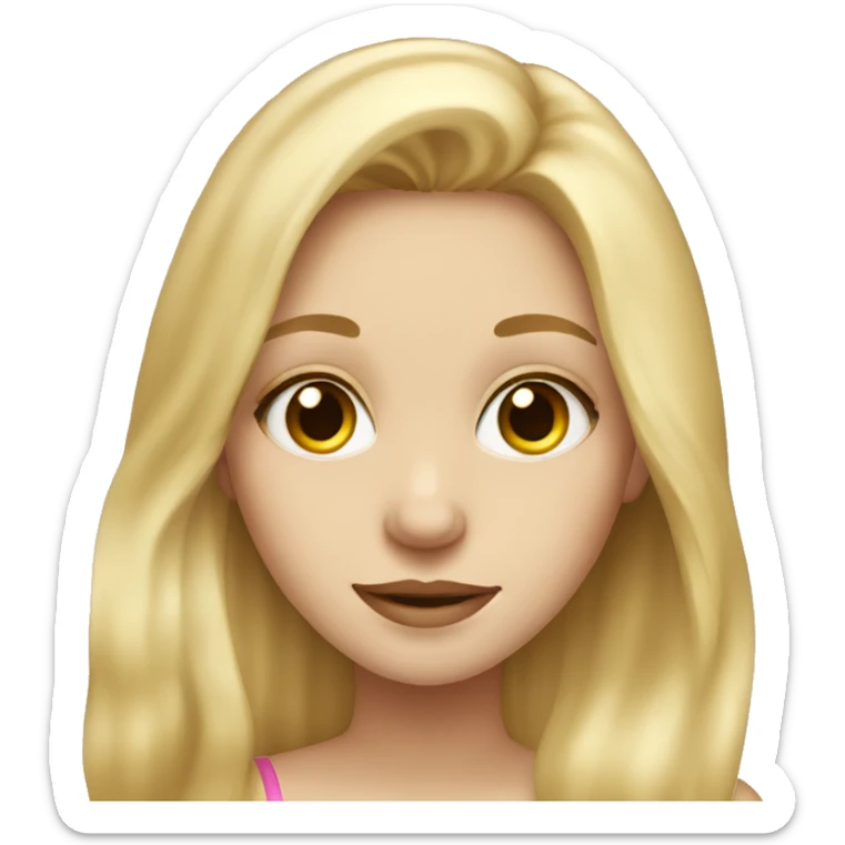 Blonde girl with long hair & hazel eyes with ipad  sticker