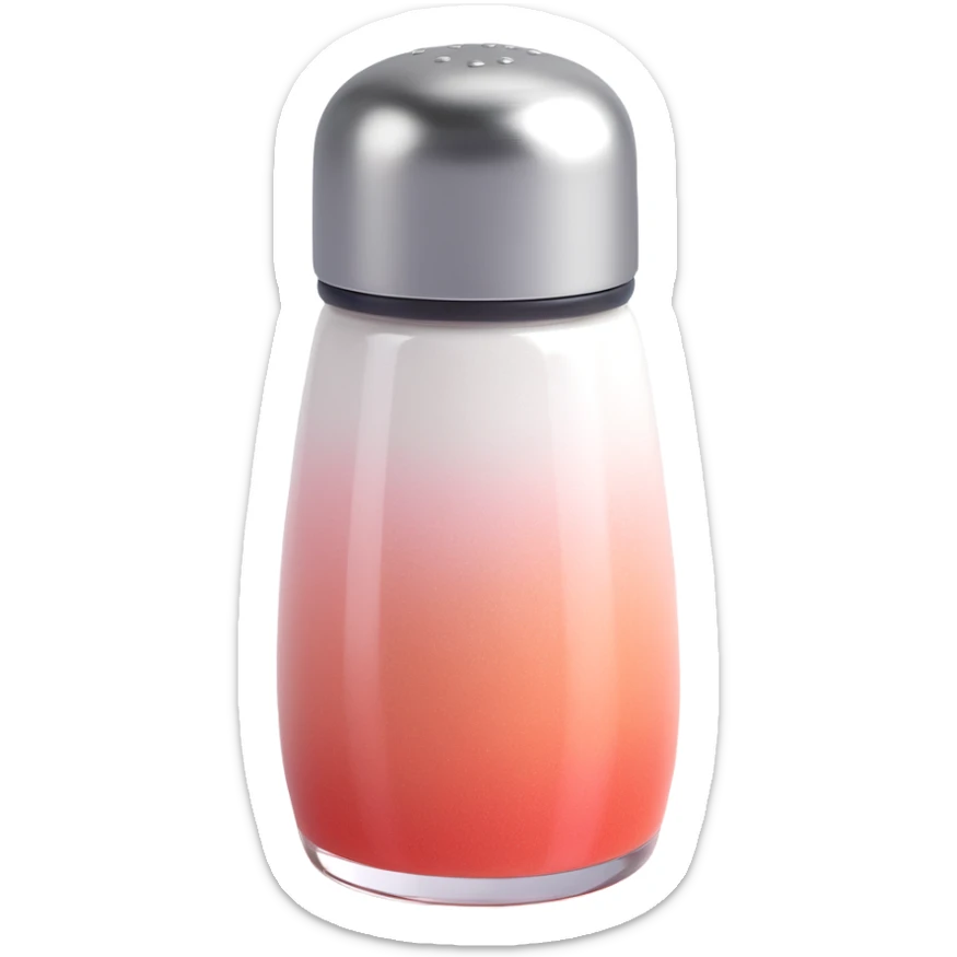 Add salt shaker holes to the top of the salt shaker. Keep everything else exactly the same, iOS emoji style, 3D, shiny, smooth gradients, soft shadows, realistic salt shaker shape, metallic lid, no face. sticker