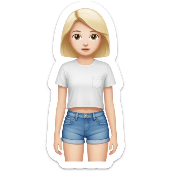 White girl wearing t shirt and shorts  sticker