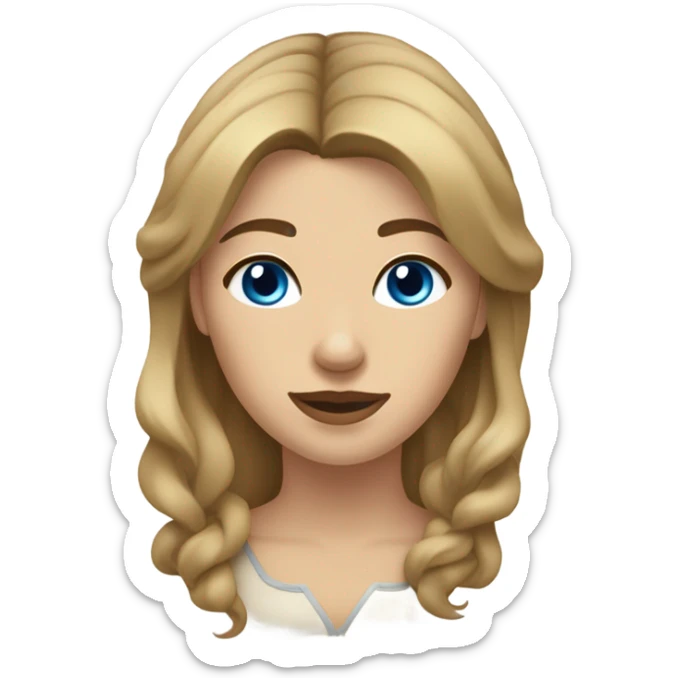 Femme cheveux châtain yeux bleus avec Husky beige dorer  sticker
