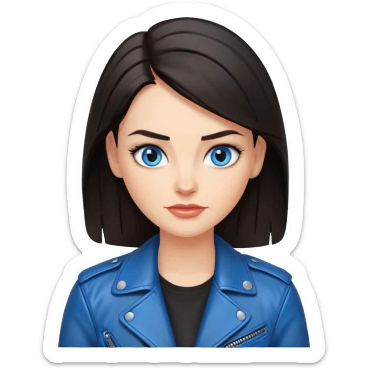 Sassy, cool and fun dark hair woman with blue eyes - raised brow + smirk sticker