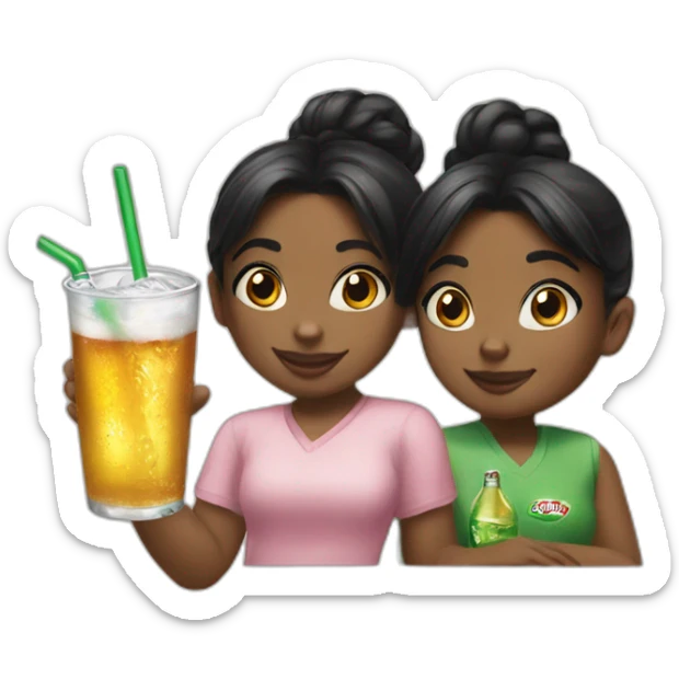 black girl and black hair in a bun drinking Canada Dry sticker