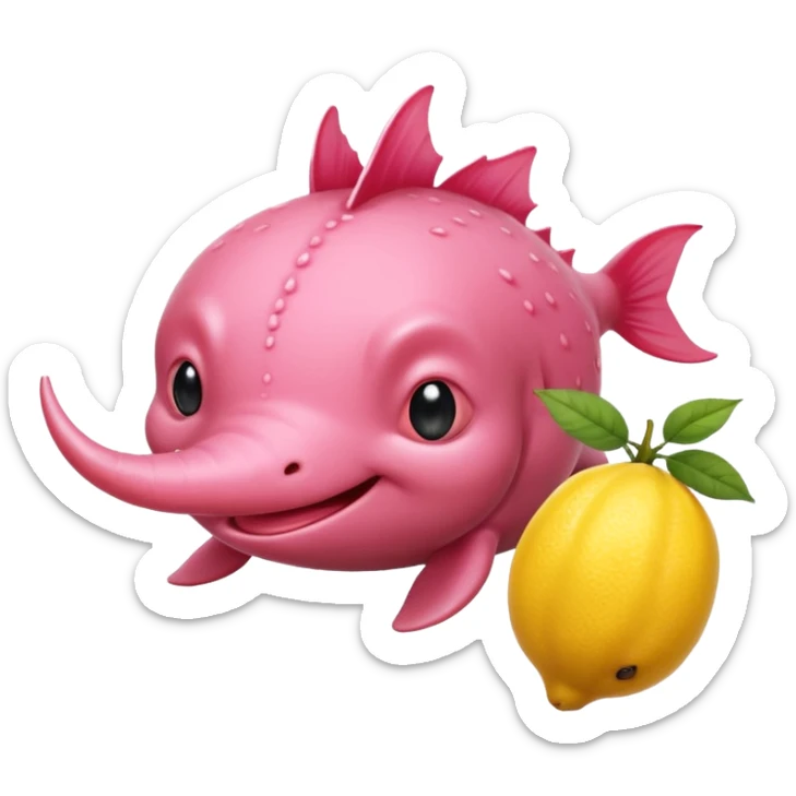 J’aimerais un Axolotl en dessin anime un peu rose qui mange un citron sticker