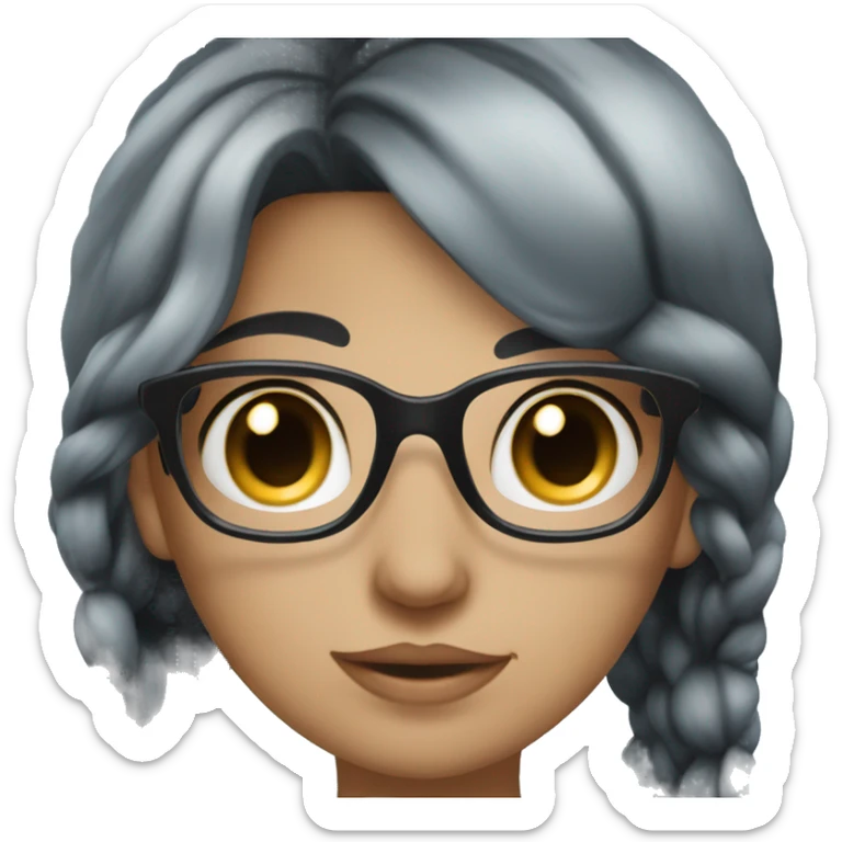 beautiful girl with black and blue hair with boy in glacces sticker