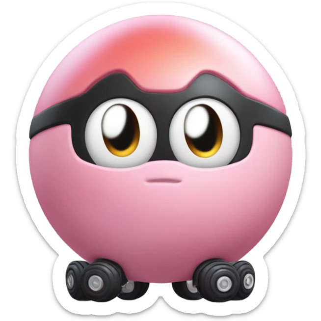 Metal cute black eyes Kirby ball driving on 4 car wheels sticker