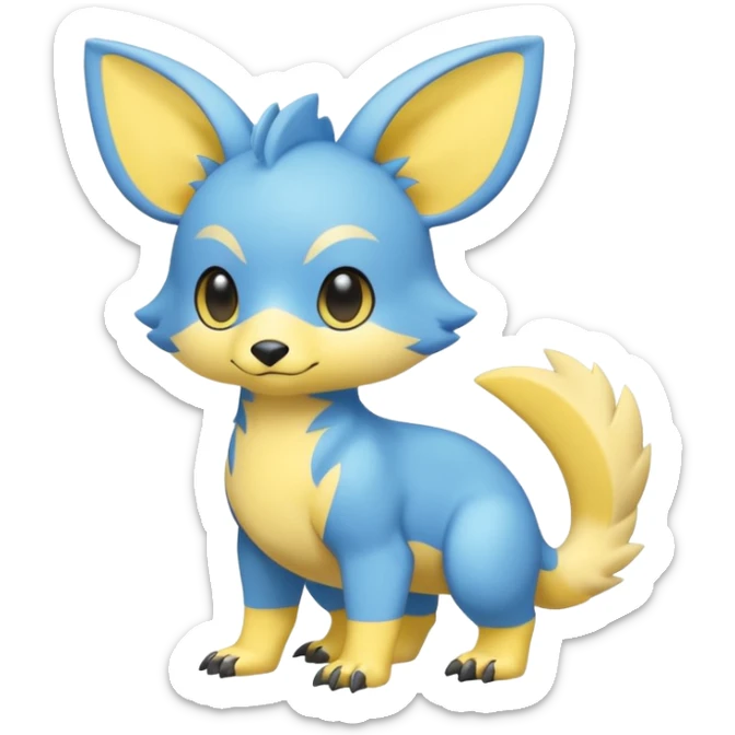 Cute cool blue yellow animal hybrid Fakemon full body sticker