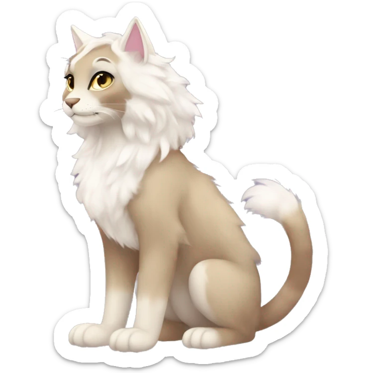 Furry, sparkle, iridescent, colorful, pastel, edgy, cool, fantasy beautiful, brown, beige, white, divine, godly, angelic, animal, anthro, full body, fursona, feline sticker