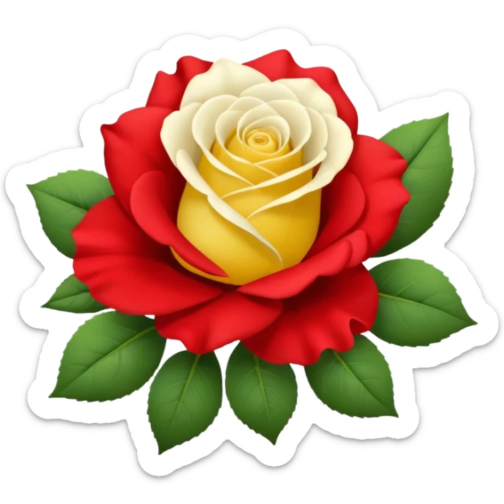 One red flower and one white flower and one small yellow rose below them sticker