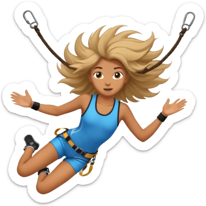 extreme sports lover face bungee jumping face only with hair flying sticker